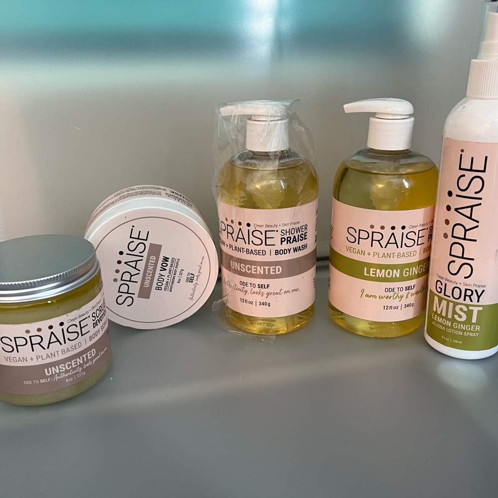 Vegan Skincare Cleanser & Exfoliant Set - Lemon Ginger and Unscented bundle of 5